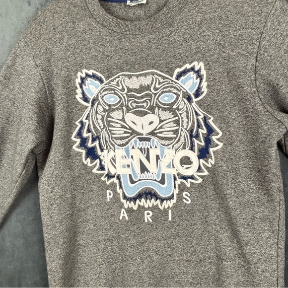 Kenzo Heather Gray Tiger Graphic Crewneck Sweater - Picture 2 of 10